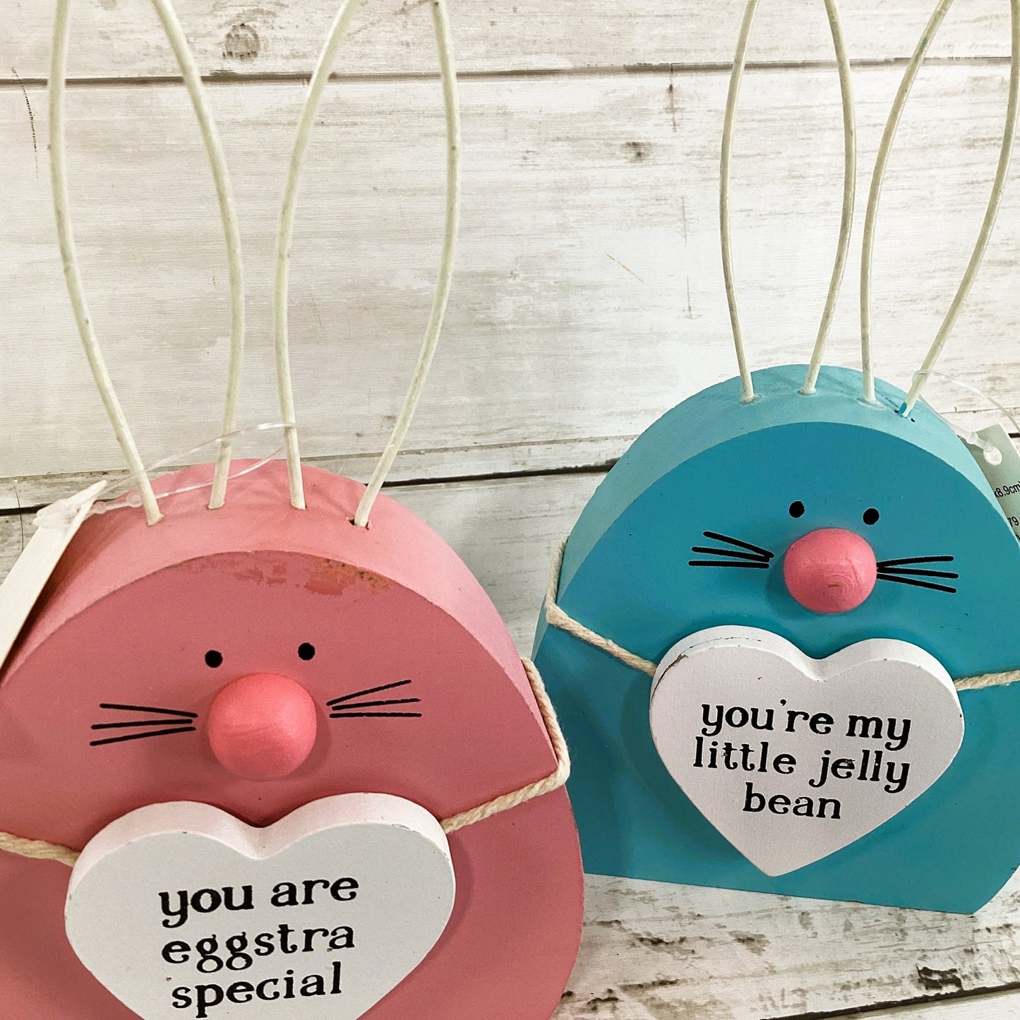 HL Easter Decor - Cute  Pastel Bunny Heads Wire Ears 3pc Set