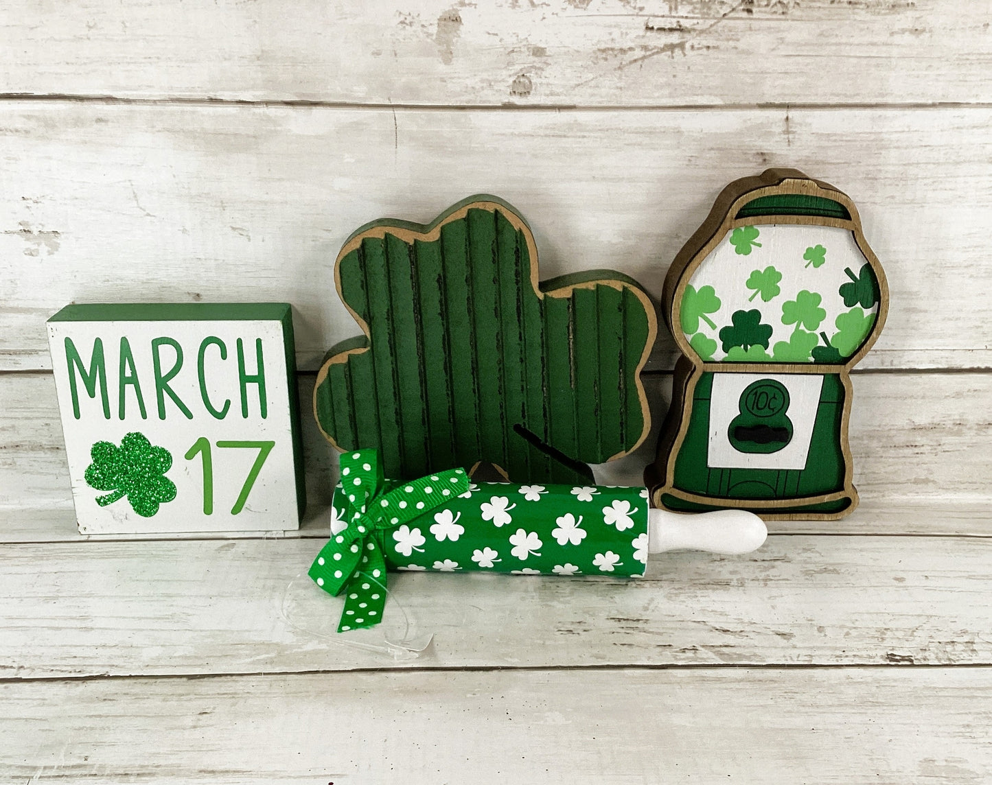 HL St Patrick's Decor - Gumball Shamrock March 17th Tier Tray 4pc Set