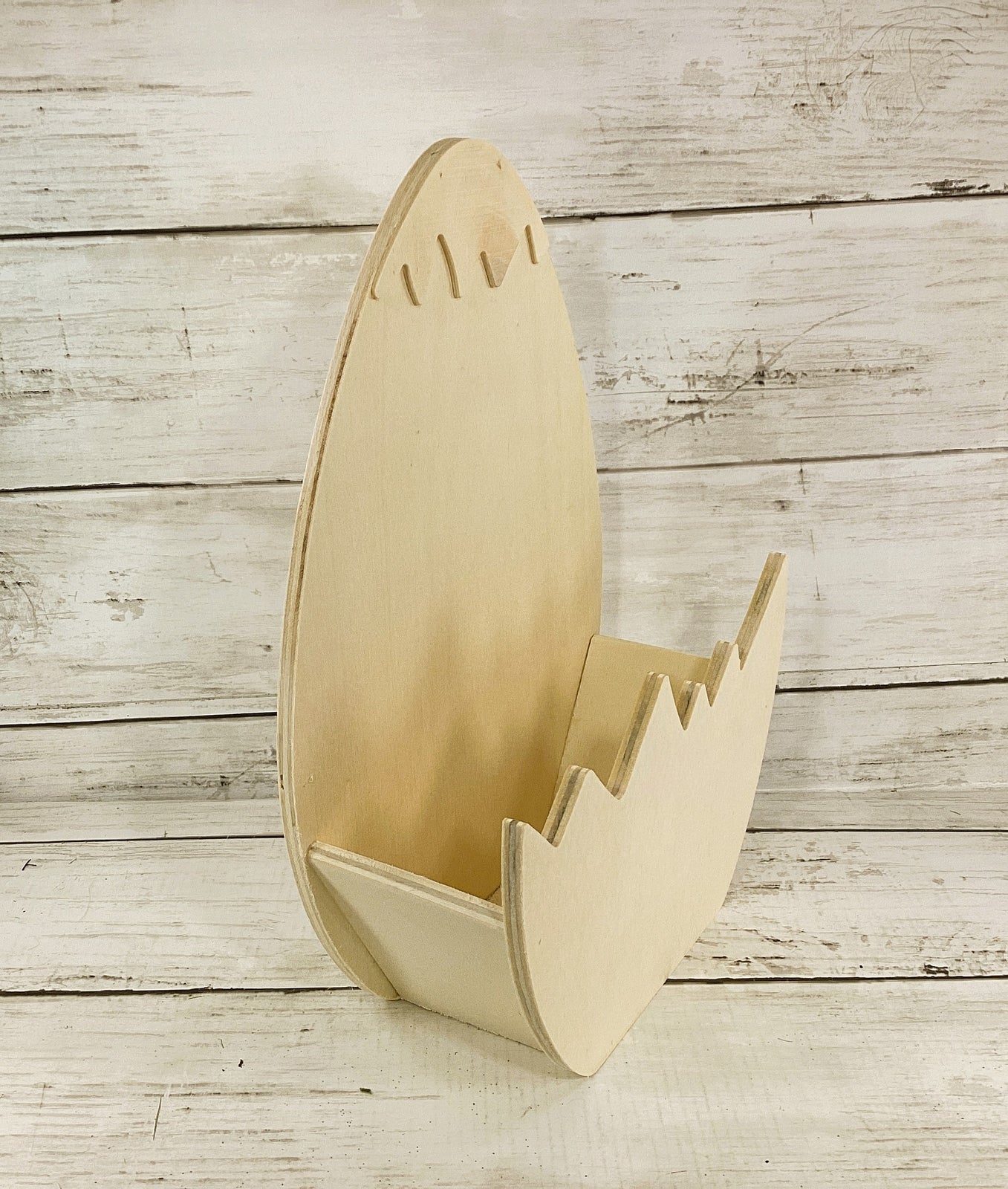 Spring Craft Decor - Unfinished 3-D Wood Egg Shape Container