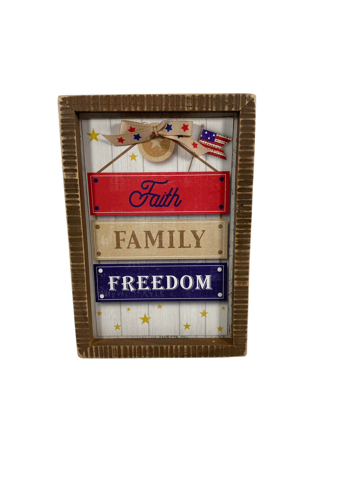 Patriotic Decor - Faith Family Freedom Inset Box Sign