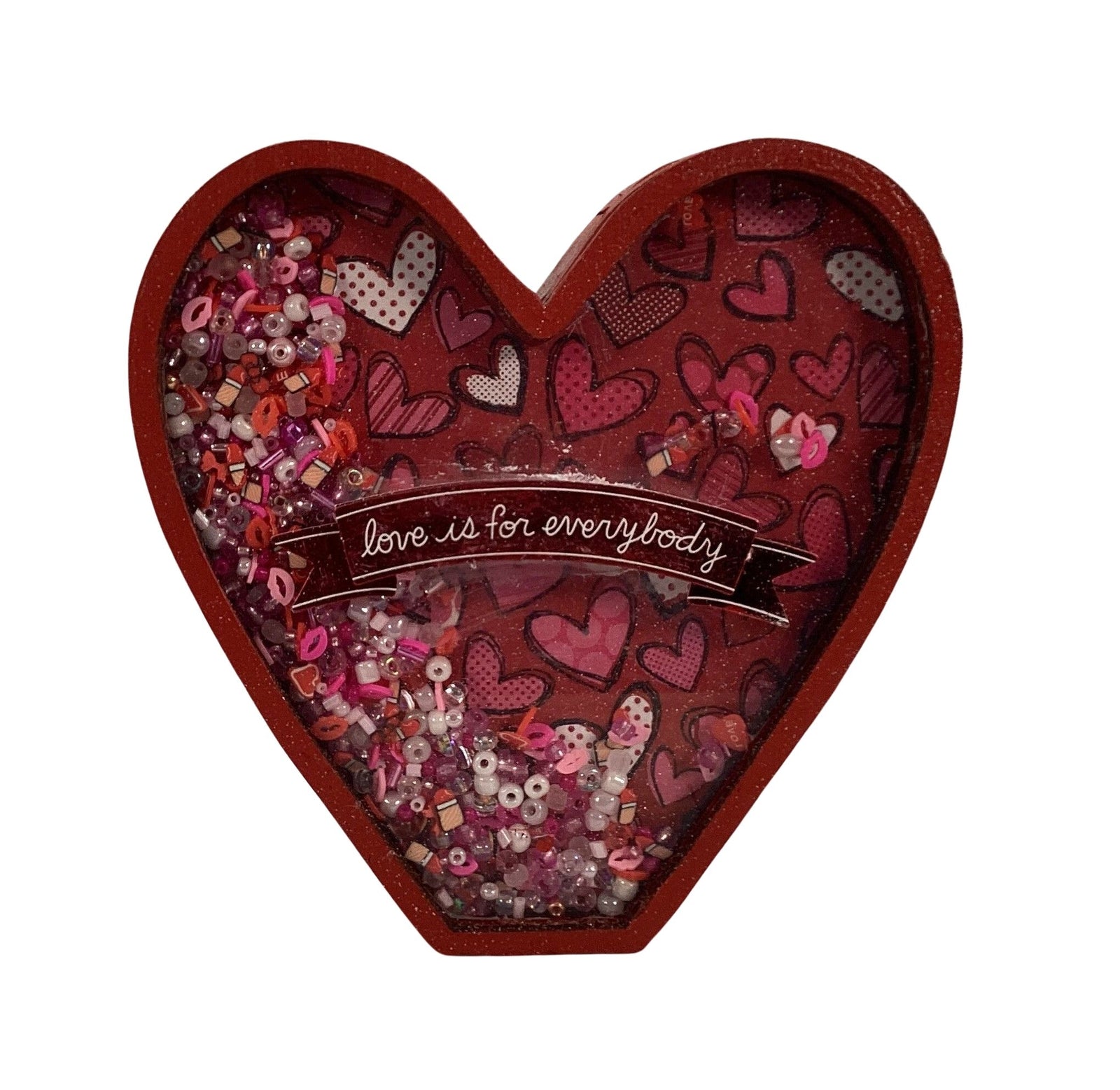 AGD  Valentines Decor - Heart Shaped Love Chunky Wood Shaker