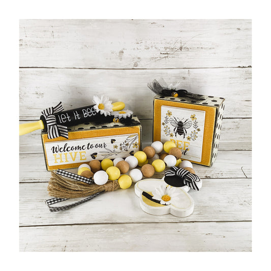 AGD Spring Decor - Summer Bee Theme Tier Tray Decor 4pc Set
