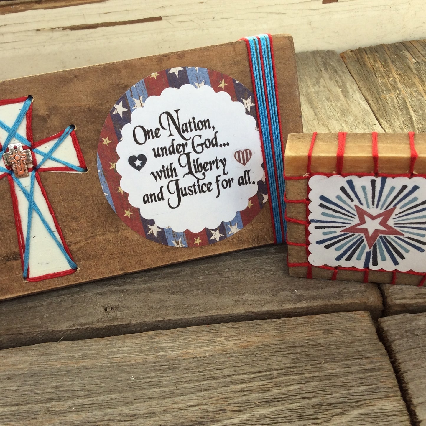 AGD Patriotic Decor - One Nation Under God Cross Star Display