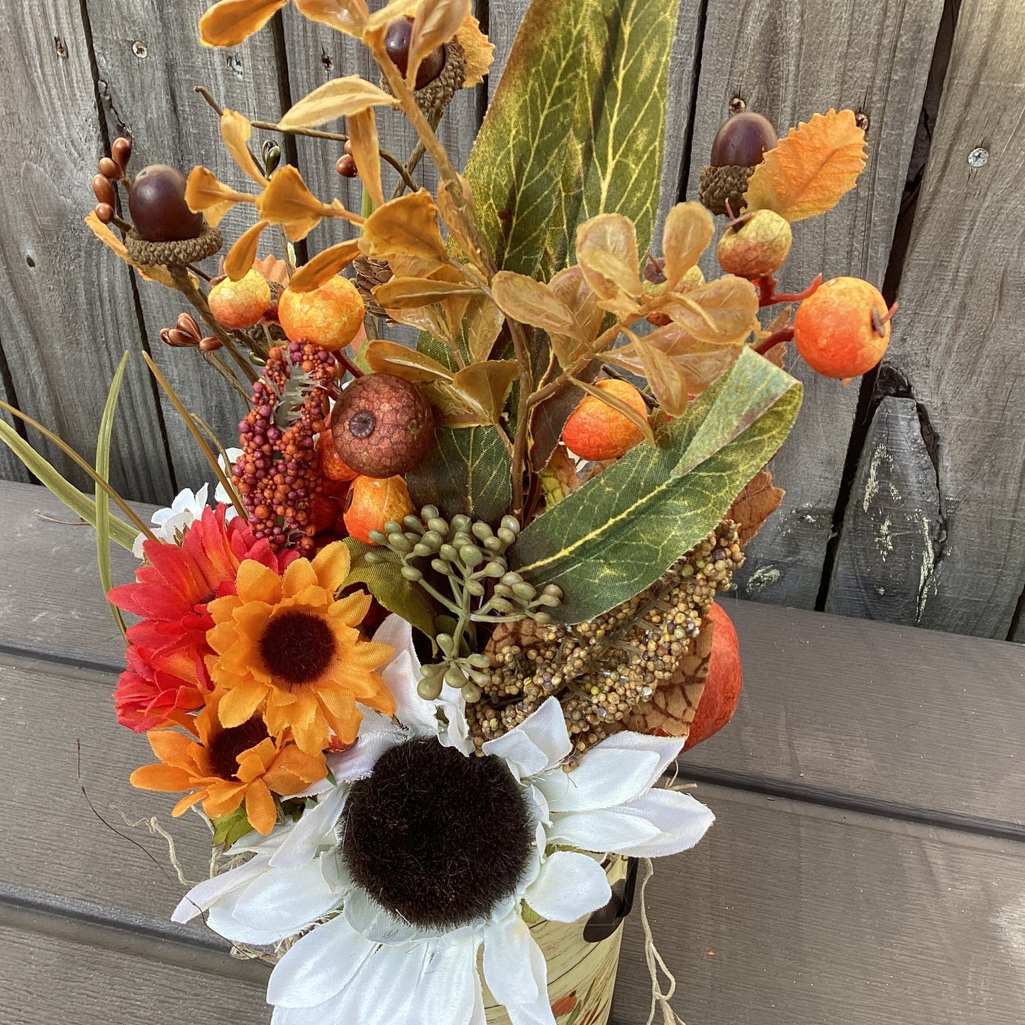 AGD Fall Decor - Faith Family Farmhouse Floral Filled Crock Display