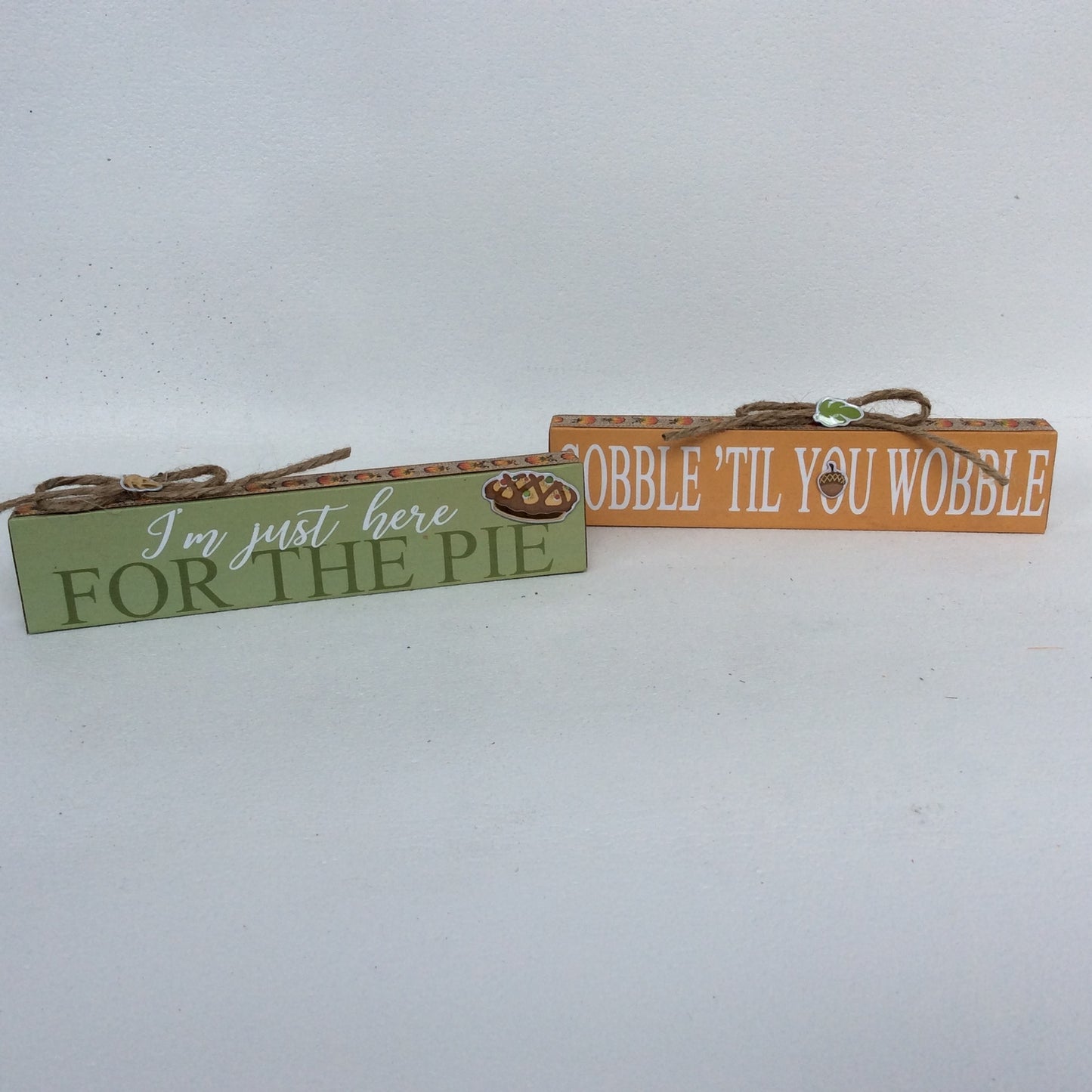 AGD Fall Decor - Gobble Wobble Eat Pie Signs 2pc Set