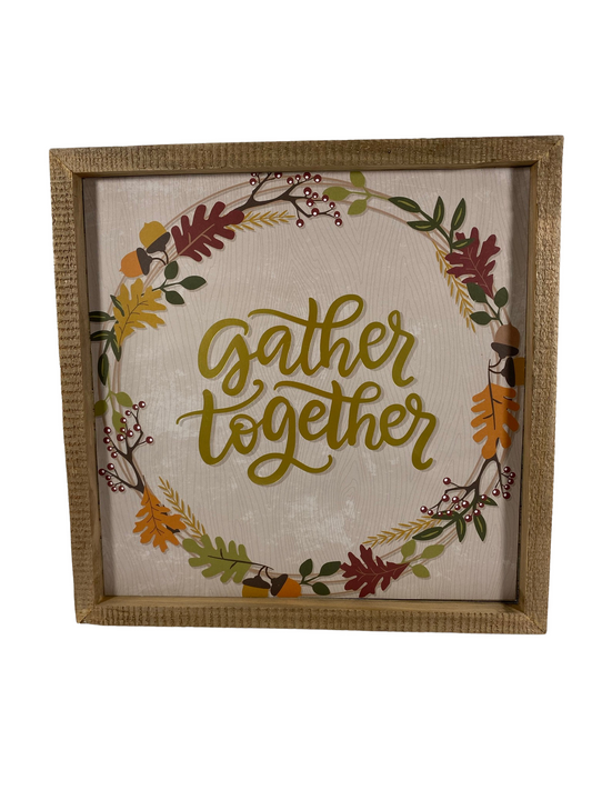 AGD Fall Decor -  Gather Together Inset Wood Sign