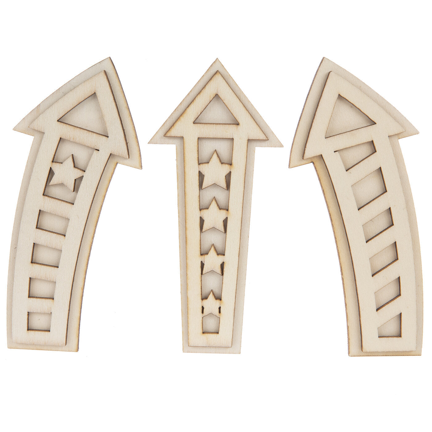 HL Patriotic Craft Supply - Unfinished Wood Die Cut Firecrackers 3pc Set