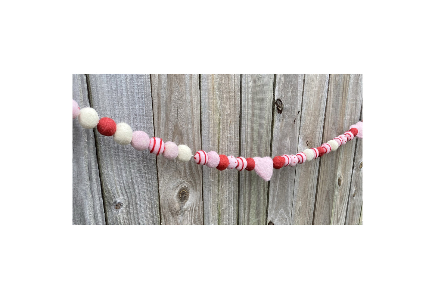 AGD Valentines Decor - Felt Balls and Felt Heart Garland 5ft