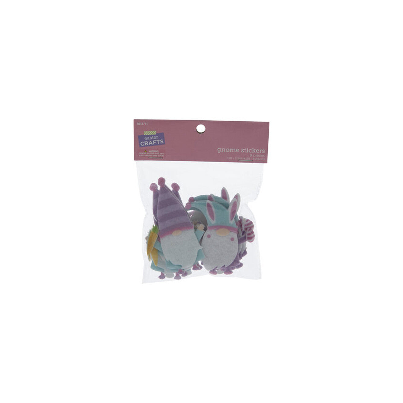 HL Easter Craft Supply - Pastel Felt Gnome Stickers 9pc Set