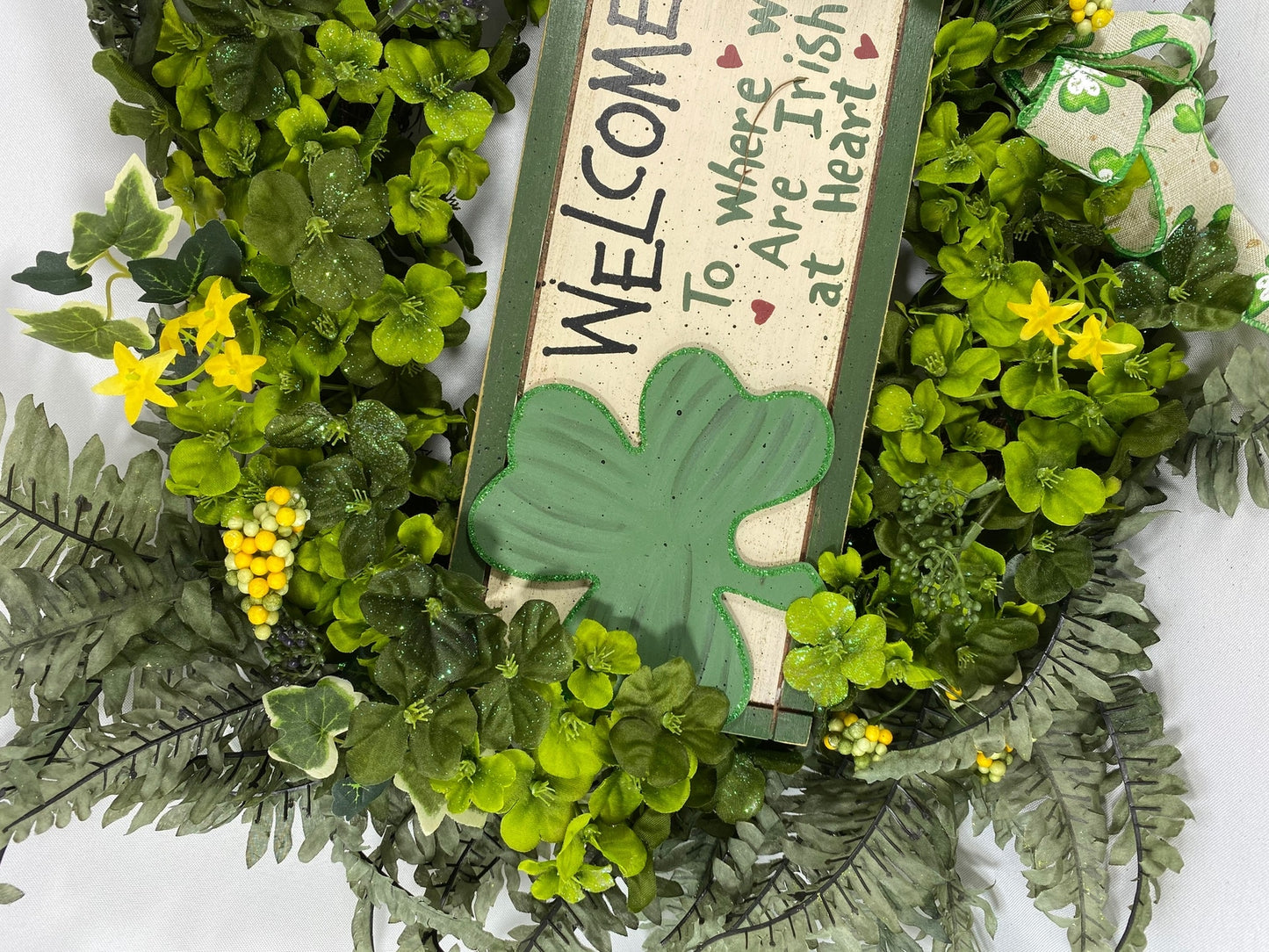 AGD St Patricks Decor - Welcome Irish Heart Grapevine Wreath