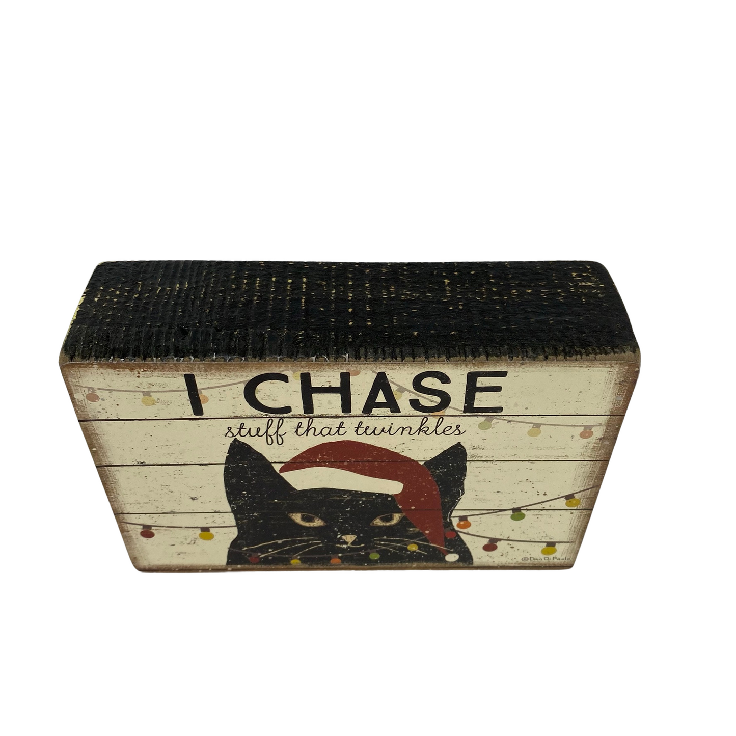 PBK Christmas Decor - I Chase Things That Twinkle Cat Box Sign
