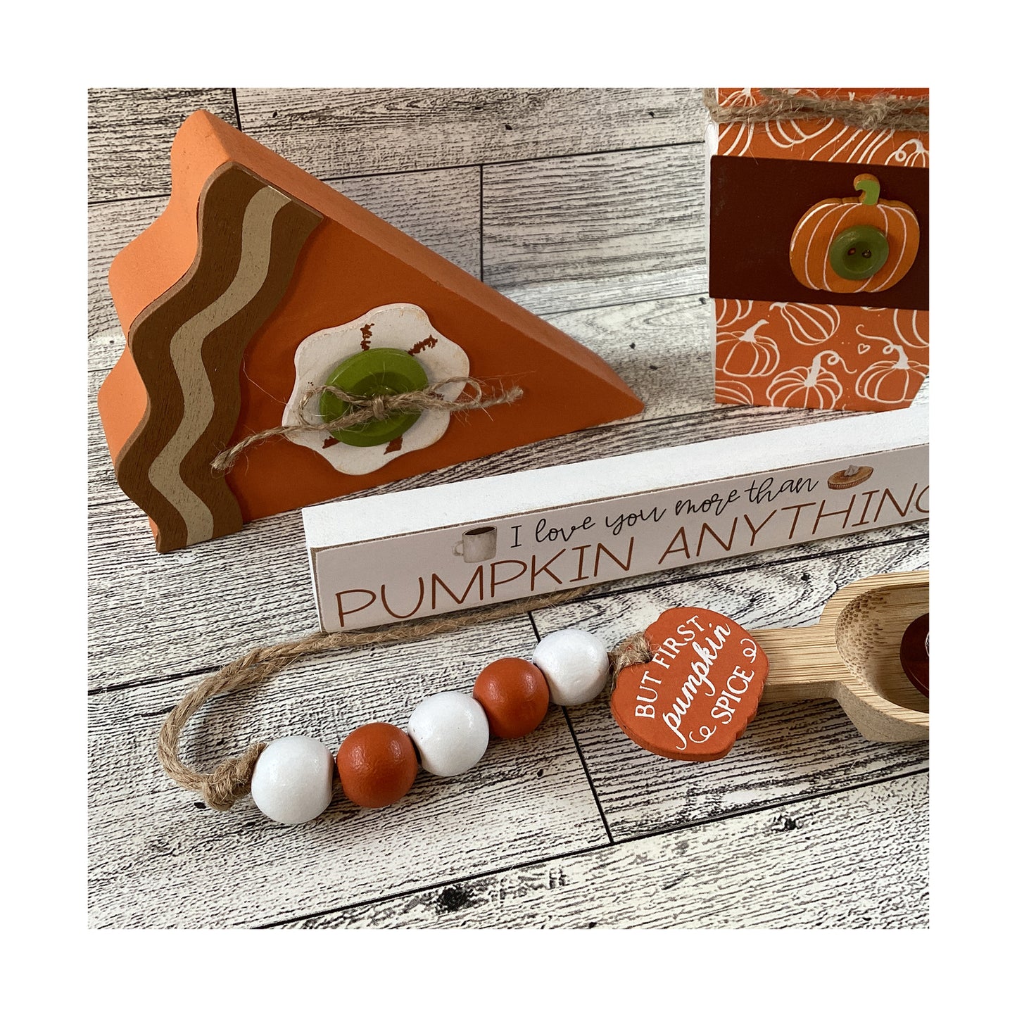 AGD Fall Decor - Chunky Pumpkin Pie Spice Coffee Spoon Tier Tray Set