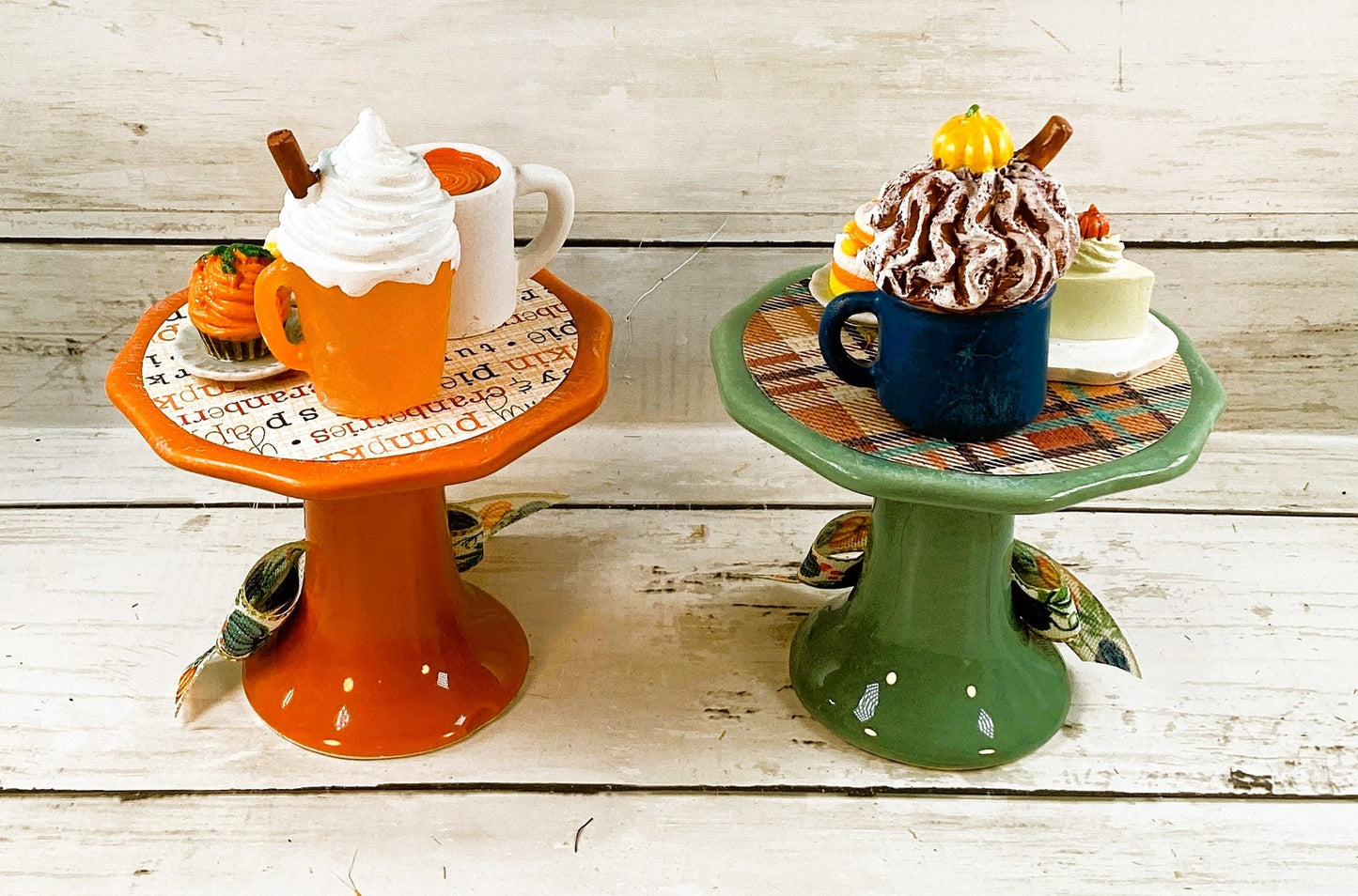 AGD Fall Decor - Pumpkin Spice Latte Pie Dessert Cupcake Risers 2pc