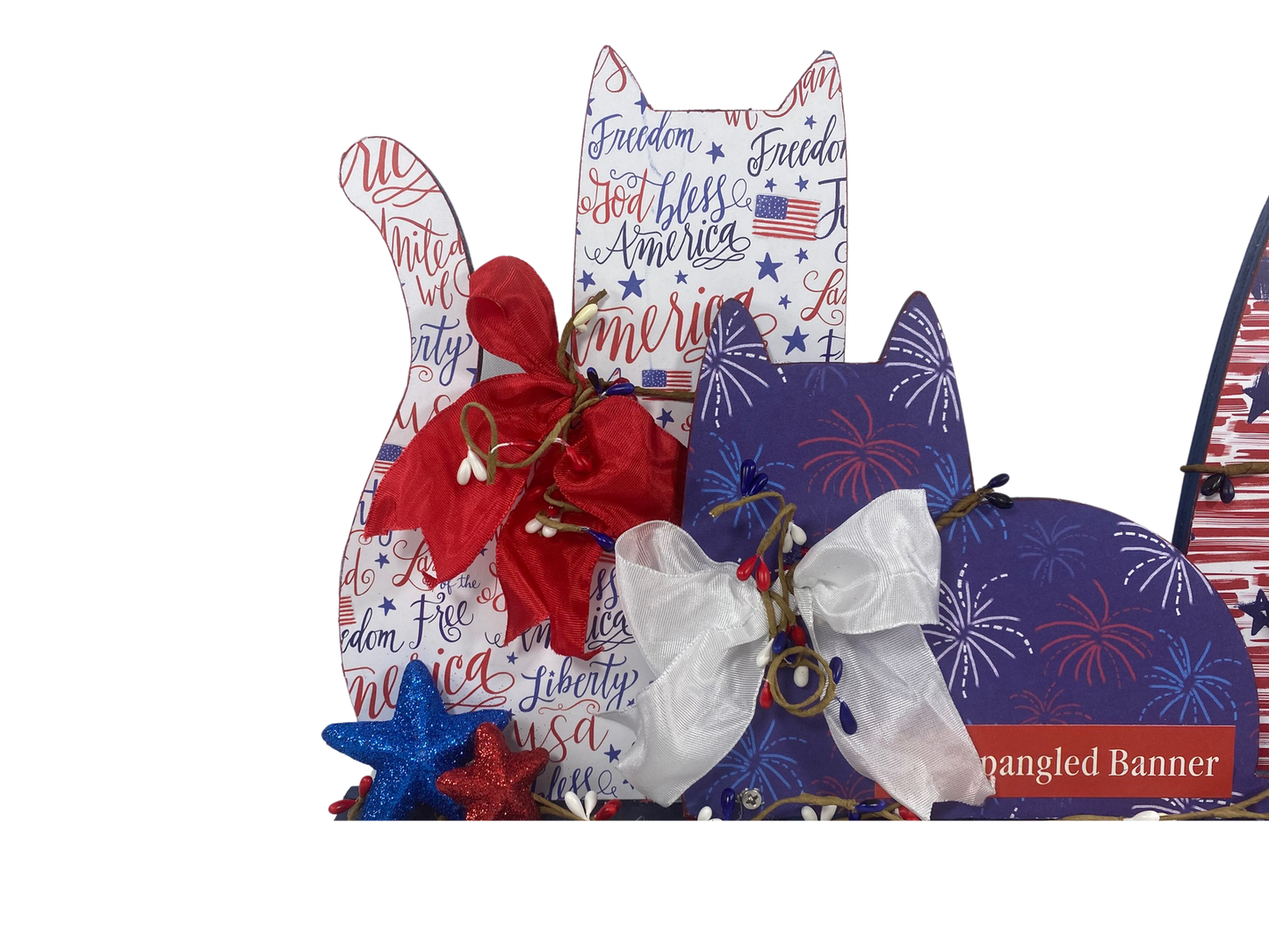 AGD Patriotic Decor - July 4th Wood Trio Cat Tabletop Decor