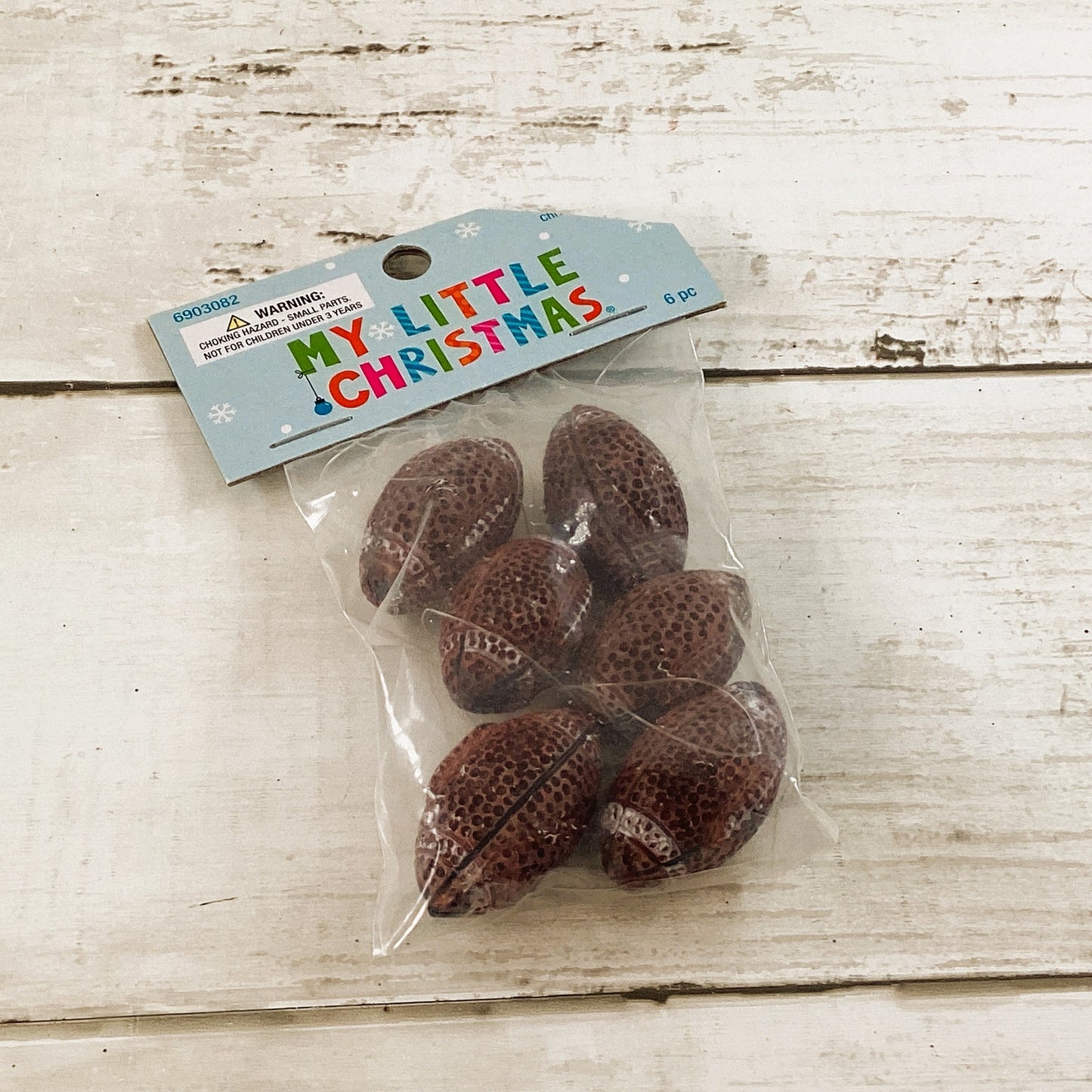 HL Christmas Decor - Miniature Tree Football Ball Ornaments 6pc Set