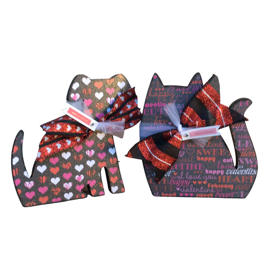 AGD  Valentines Decor - Hugs Kisses Be My Wood Cat Dog 2pc Set