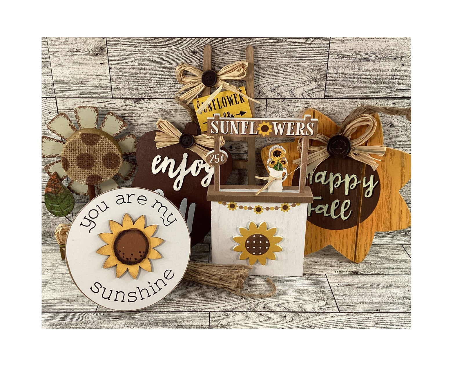AGD Fall Decor -  Acorn Sunshine Sunflowers Booth Sign Tier Tray Set
