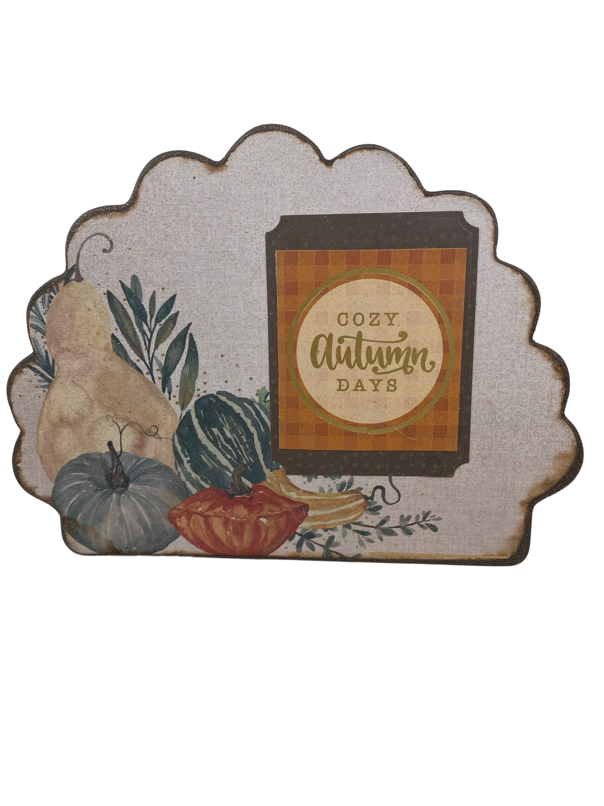 AGD Fall Decor - Reversible Gather Give Thanks Chunky Wood Turkey Sign