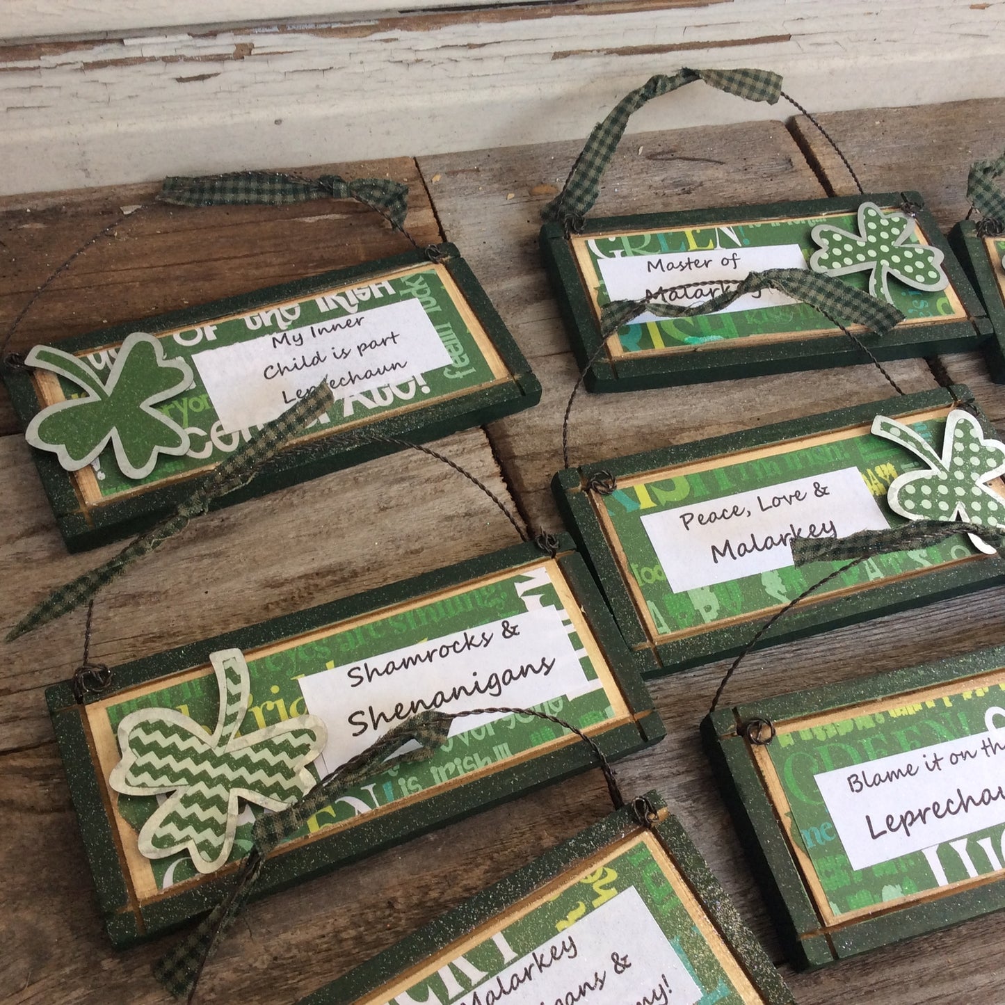 AGD Saint Patricks Decor - Snarky Irish Humor Wood Ornaments 9pc Set