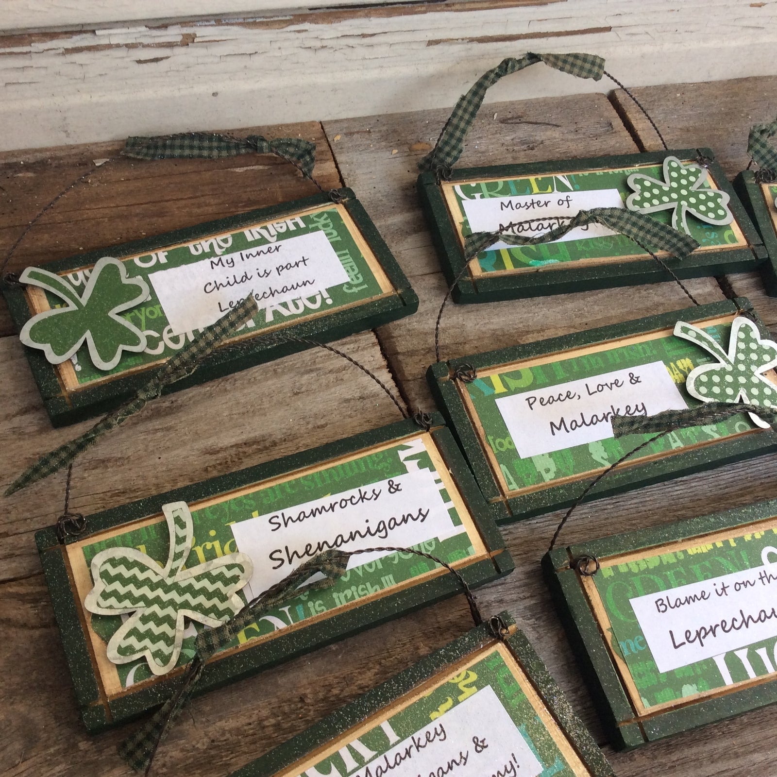 AGD Saint Patricks Decor - Snarky Irish Humor Wood Ornaments 9pc Set