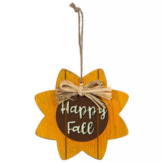 HL HL Fall Decor - Happy Fall Sunflower Wood Ornaments 2pc