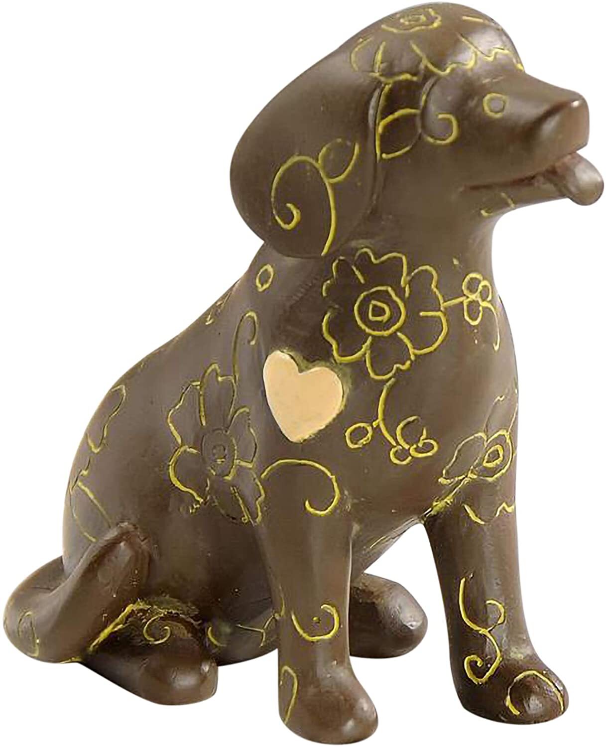 Blossom Bucket Pet Decor - Resin Dog with Heart Figurine