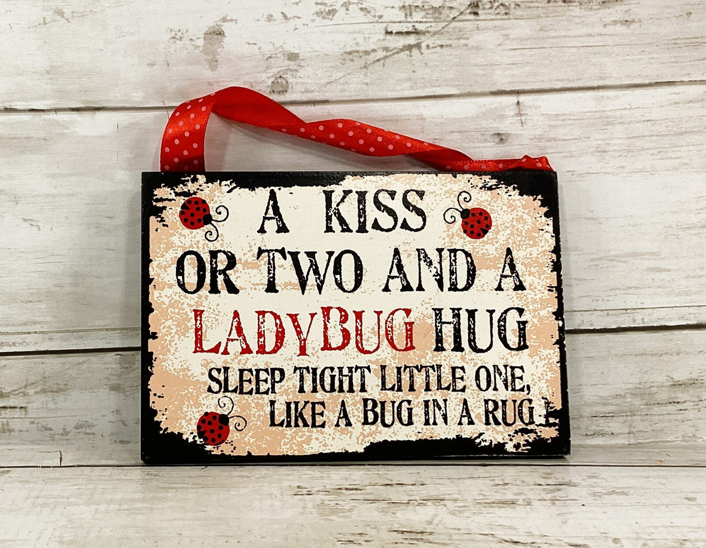 OWI Summer Decor - Lady Luck Ladybug Small Sign Ornament