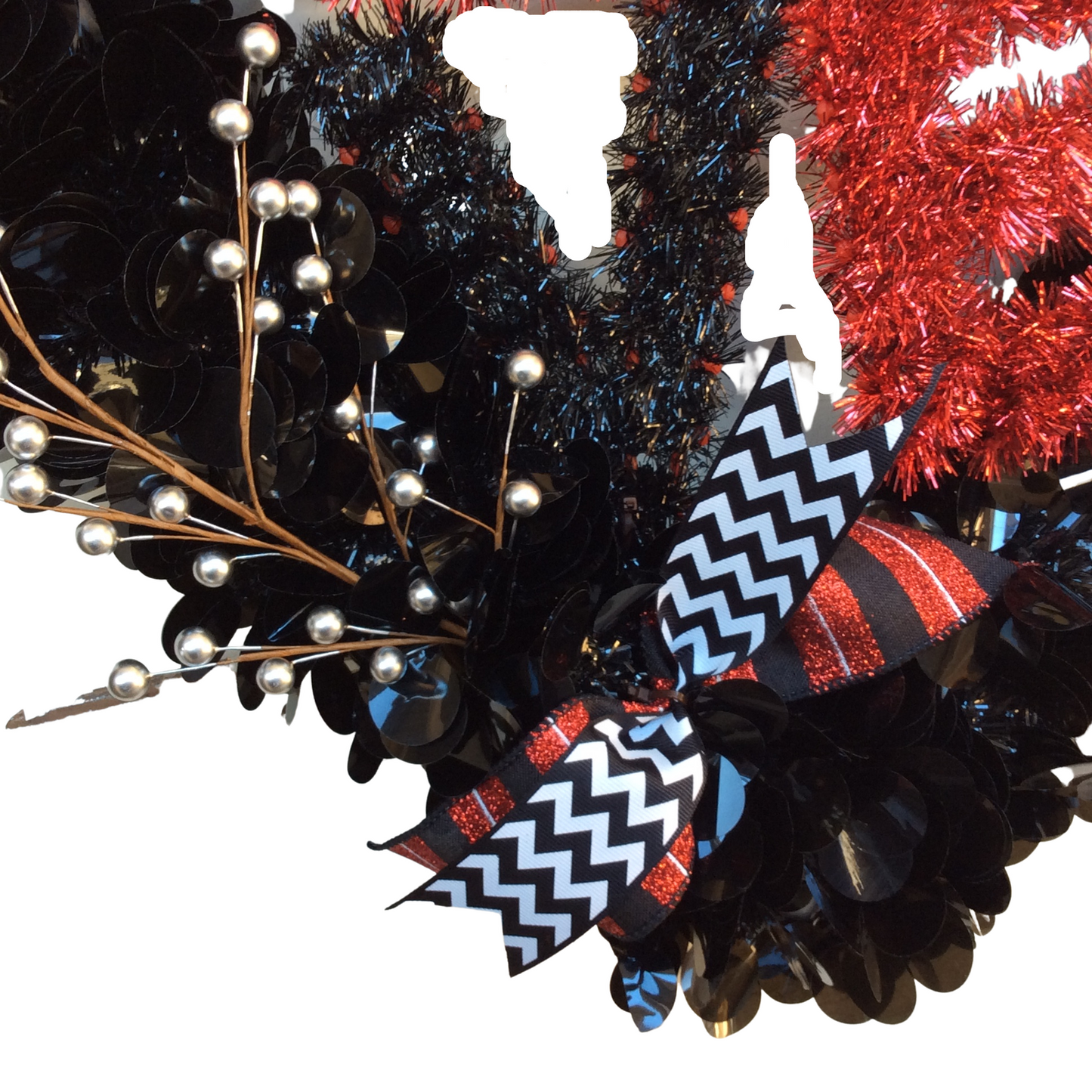 AGD Valentines Decor - Black and Red LOVE Jumbo Tinsel Wreath