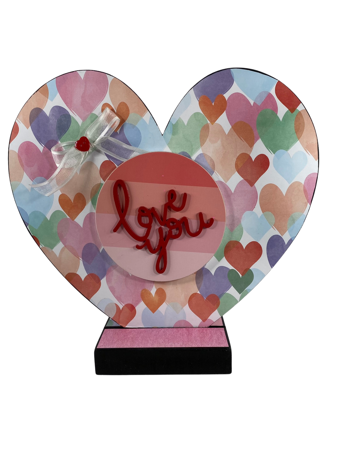 AGD Valentines Decor-Gnome Love You Most Double-sided Heart Table Sitter 12inch