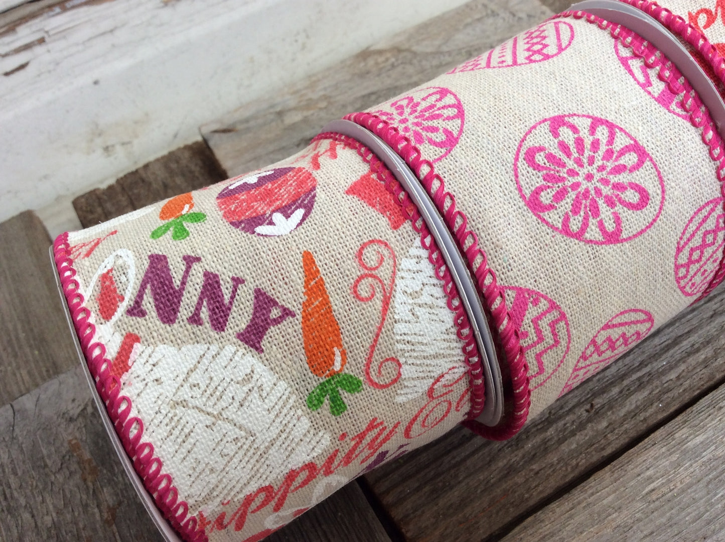 Darice Easter Decor - Easter Theme Burlap Ribbon 4 rolls