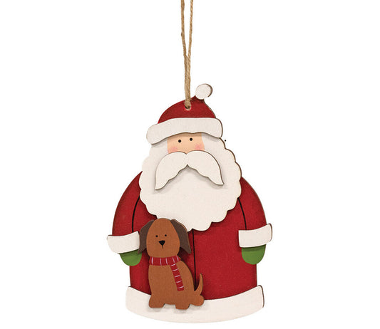 CWI Christmas Decor - Santa Claus with  Pet 3-D Puppy Dog Ornament