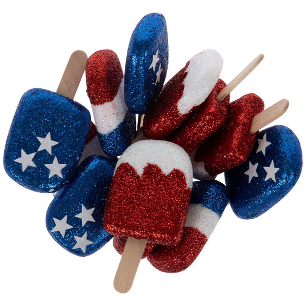 HL Patriotic Craft Supply - Foam Glitter Ice Cream Bars Popsicle Scatters 12pc