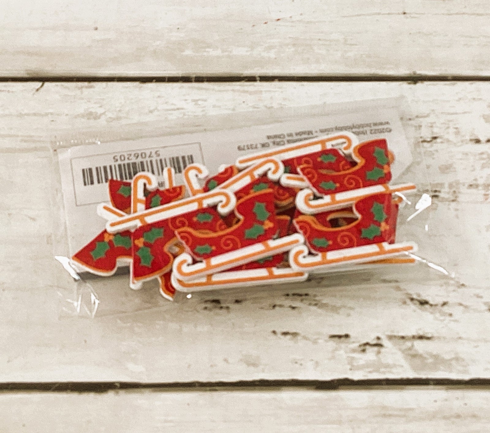 HL Christmas Craft Supply - Wood Sleighs Embellishments 20pc