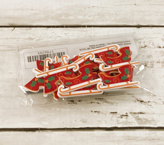 HL Christmas Craft Supply - Wood Sleighs Embellishments 20pc