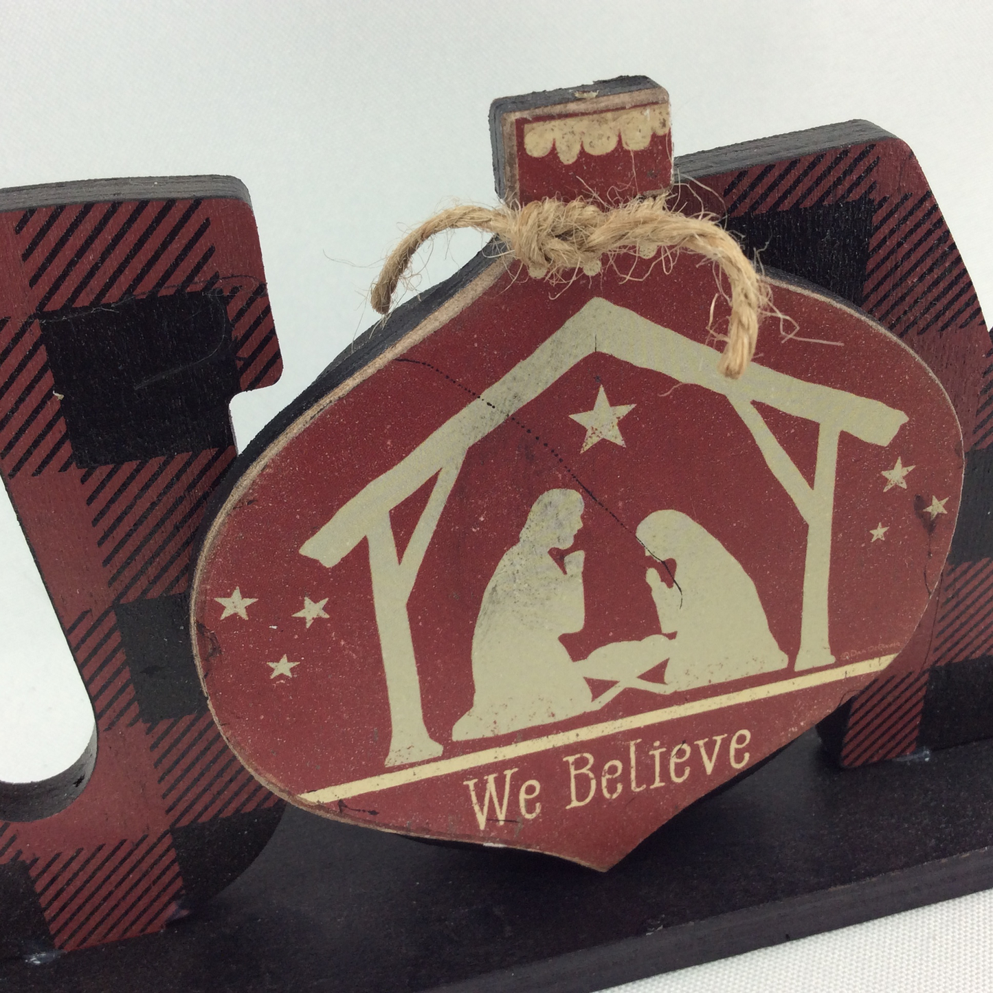 AGD Christmas Decor - Buffalo Check Plaid Joy We Believe Nativity