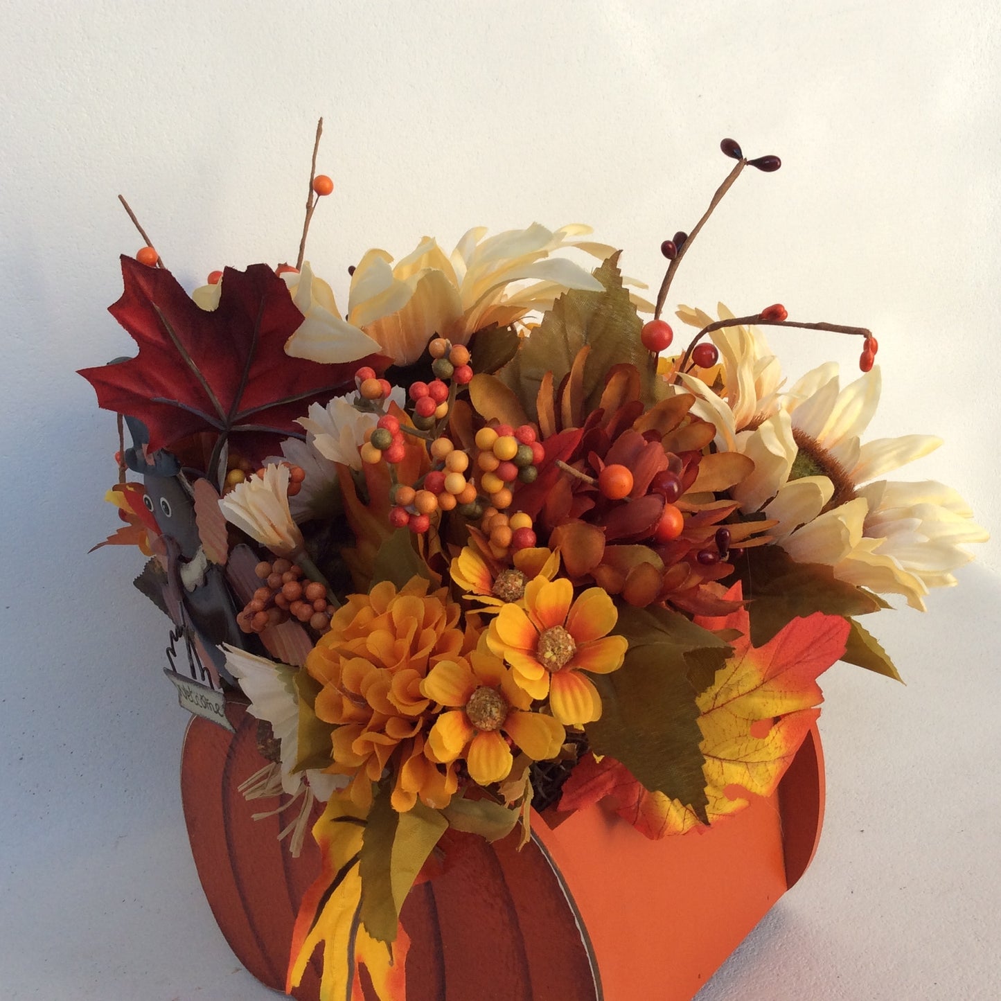 AGD Fall Decor-Harvest Thanksgiving Pumpkin Reversible Artificial Floral Display