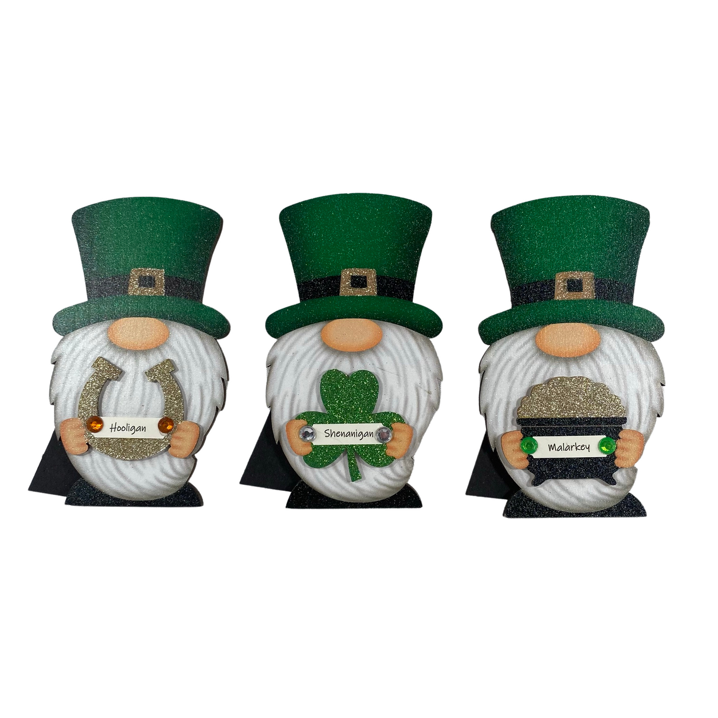 AGD St Patrick Decor - Hooligan Malarkey Shenanigans Gnomes 3pc