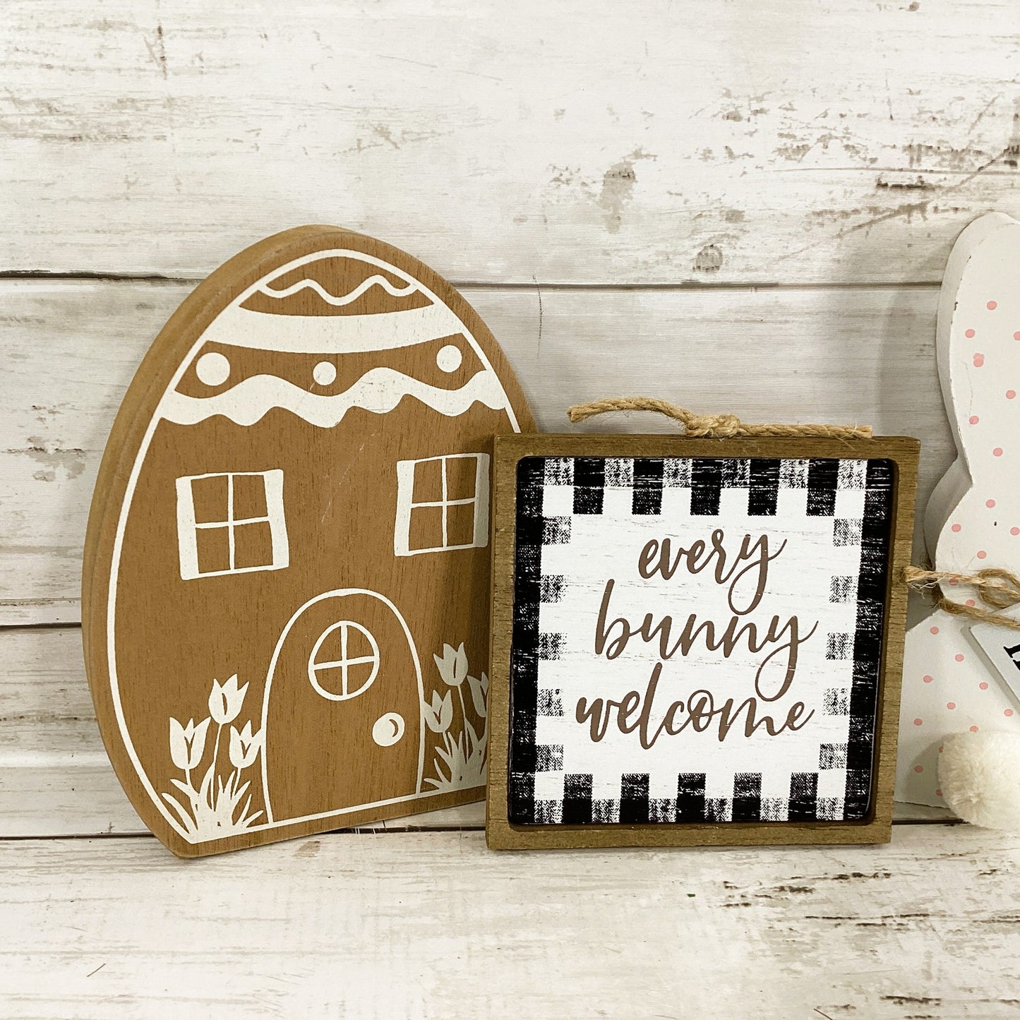 HL Easter Decor - Egg House Bunny Welcome Tier Tray 3pc