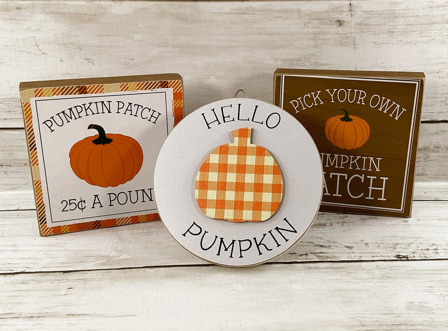 HL Fall Decor - Hello Pumpkin Patch Block Signs Tier Tray 3pc Set