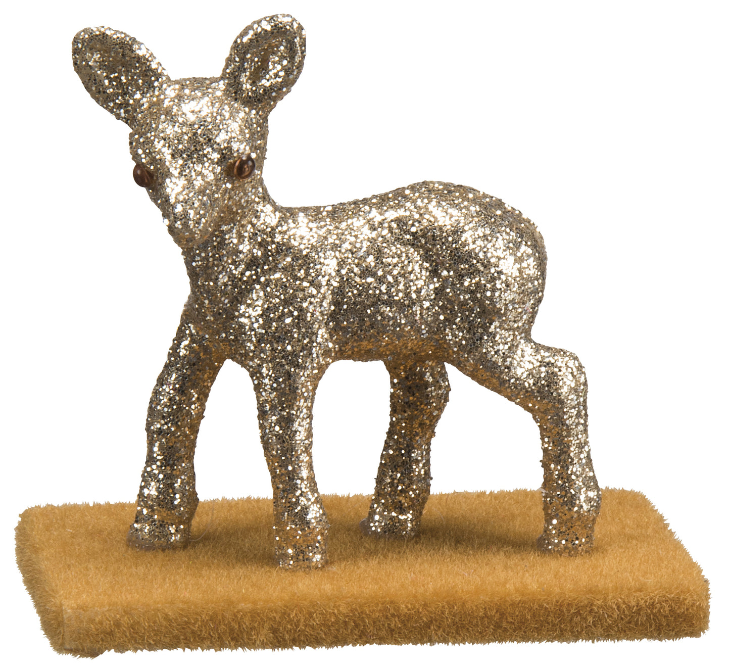 Christmas Decor - Xtra Small Mini Walking Doe Deer Champagne Glitter