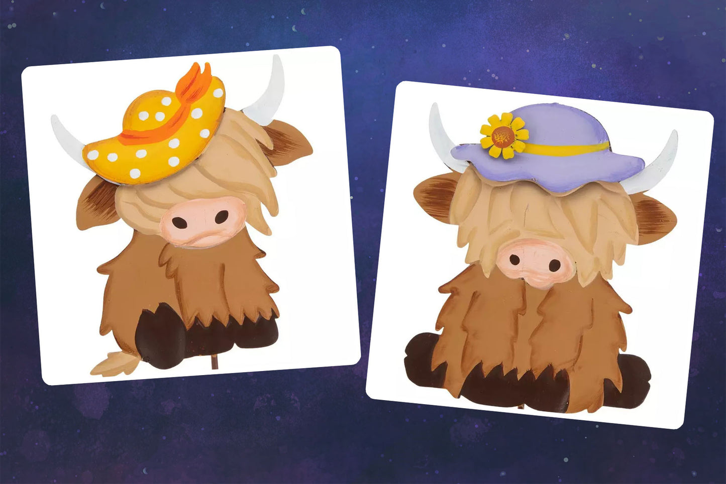 HL Spring Decor - Highland Cow Metal Garden Plant Pick 2pc