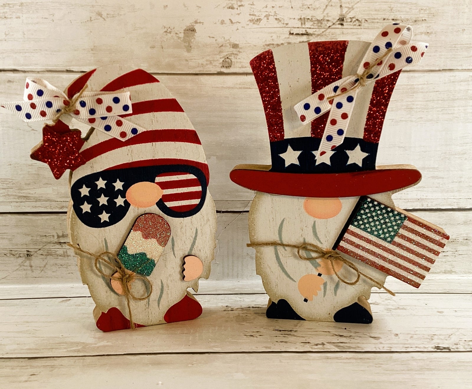 AGD Patriotic Decor - Gnomes Uncle Sam July 4th Theme Tier Tray 3pc