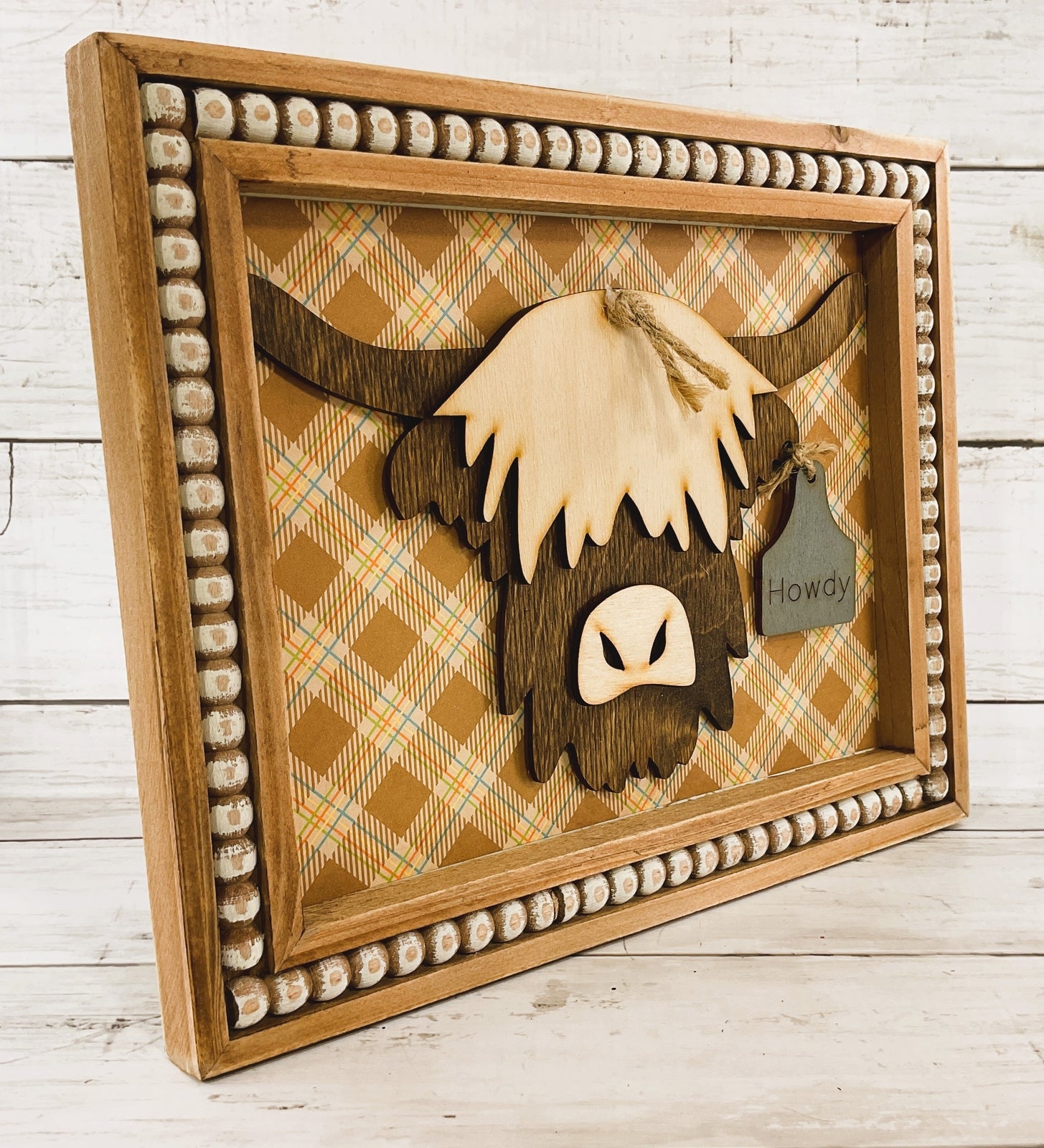 AGD Fall Decor - Harvest Howdy Highland Cow Head Easel-back Sign