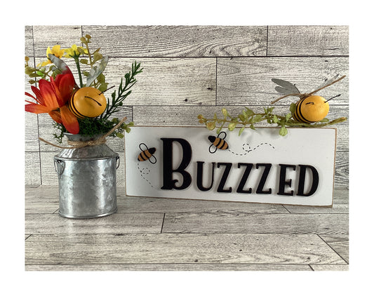 AGD Summer Decor - Bee Theme Buzzed Galvanized Tin Small Display