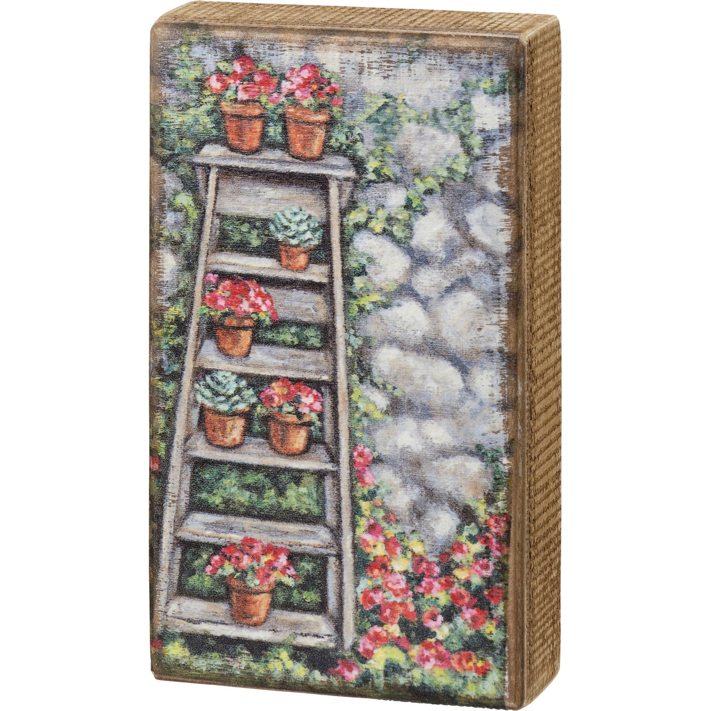 PBK Spring Home Decor - Plant Lady Clay Pot Garden Ladder Box Sign