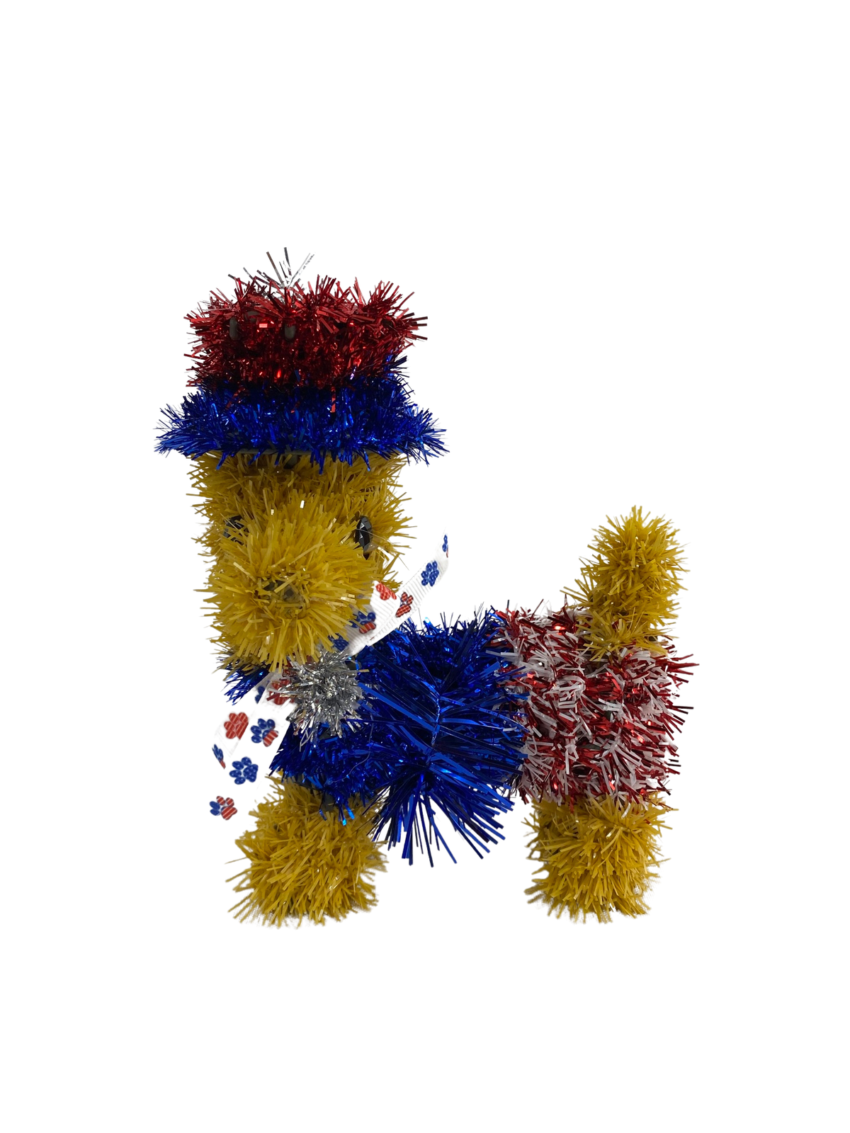 AGD Patriotic Decor -  July 4th Tinsel Dog and Firecracker Display 2pc