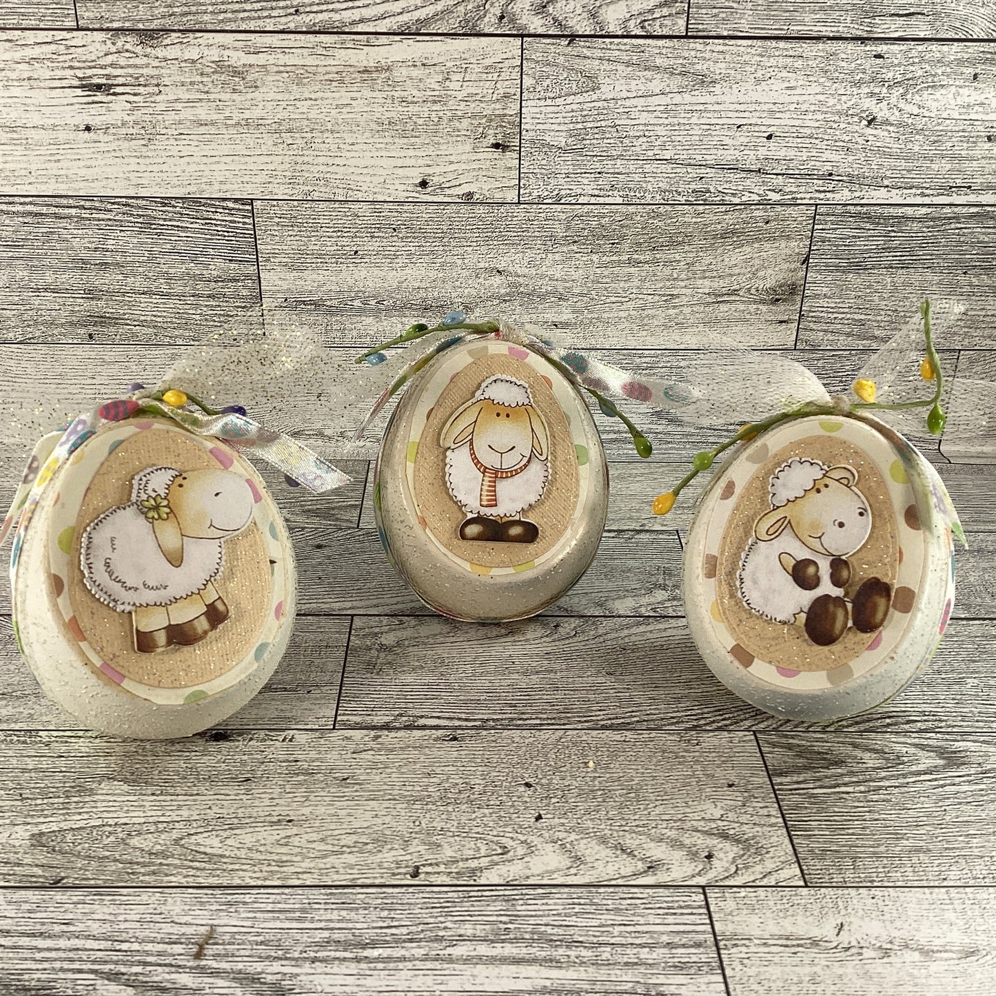 AGD Easter Decor - Cute Lambs Sheep Ceramic Eggs Tier Tray 3pc Set