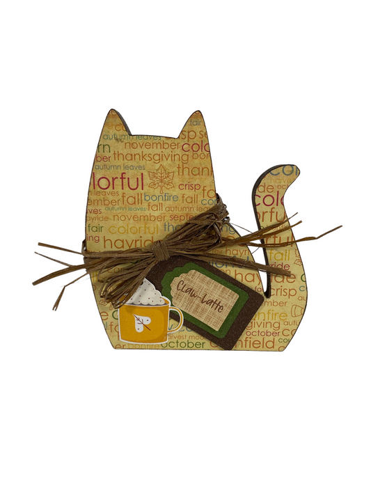 AGD Fall Decor - Pup-kin Spice Claw Latte Wood Cat Dog 2pc Set