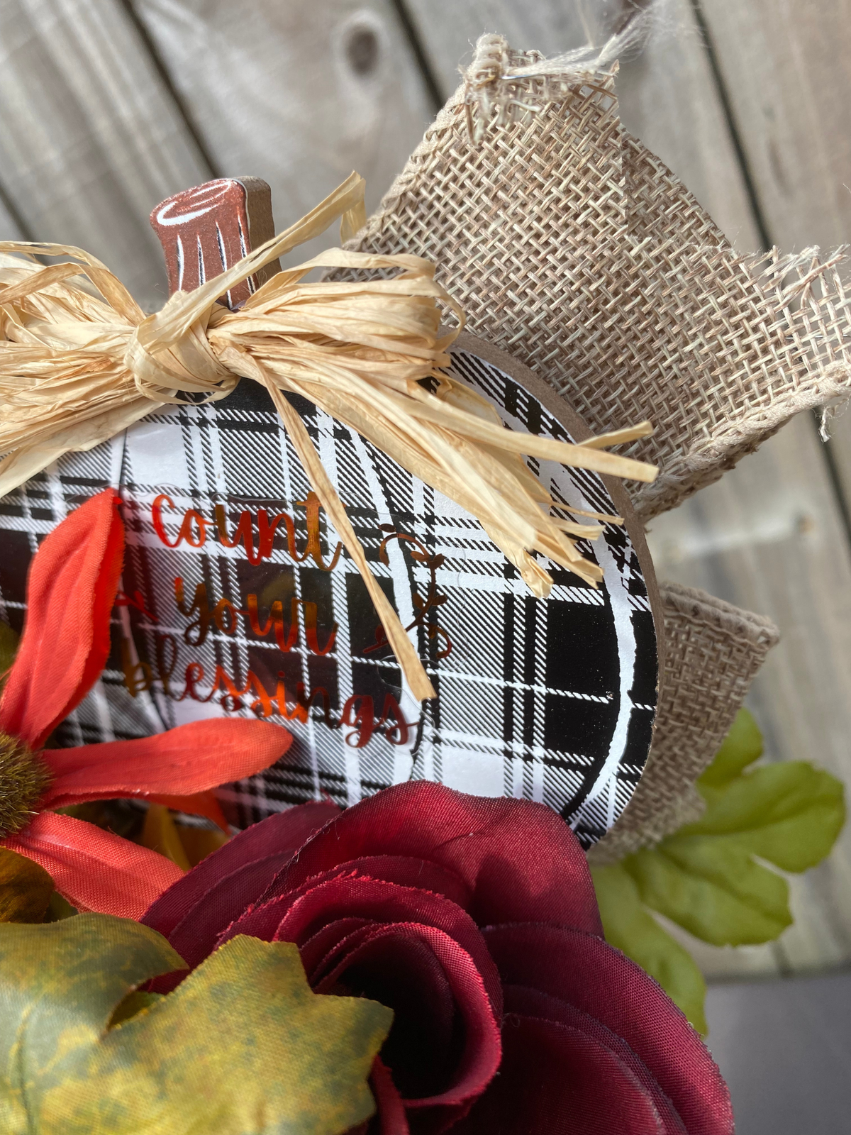 AGD Fall Decor  – Count Your Blessings Galvanized Metal Floral Centerpiece