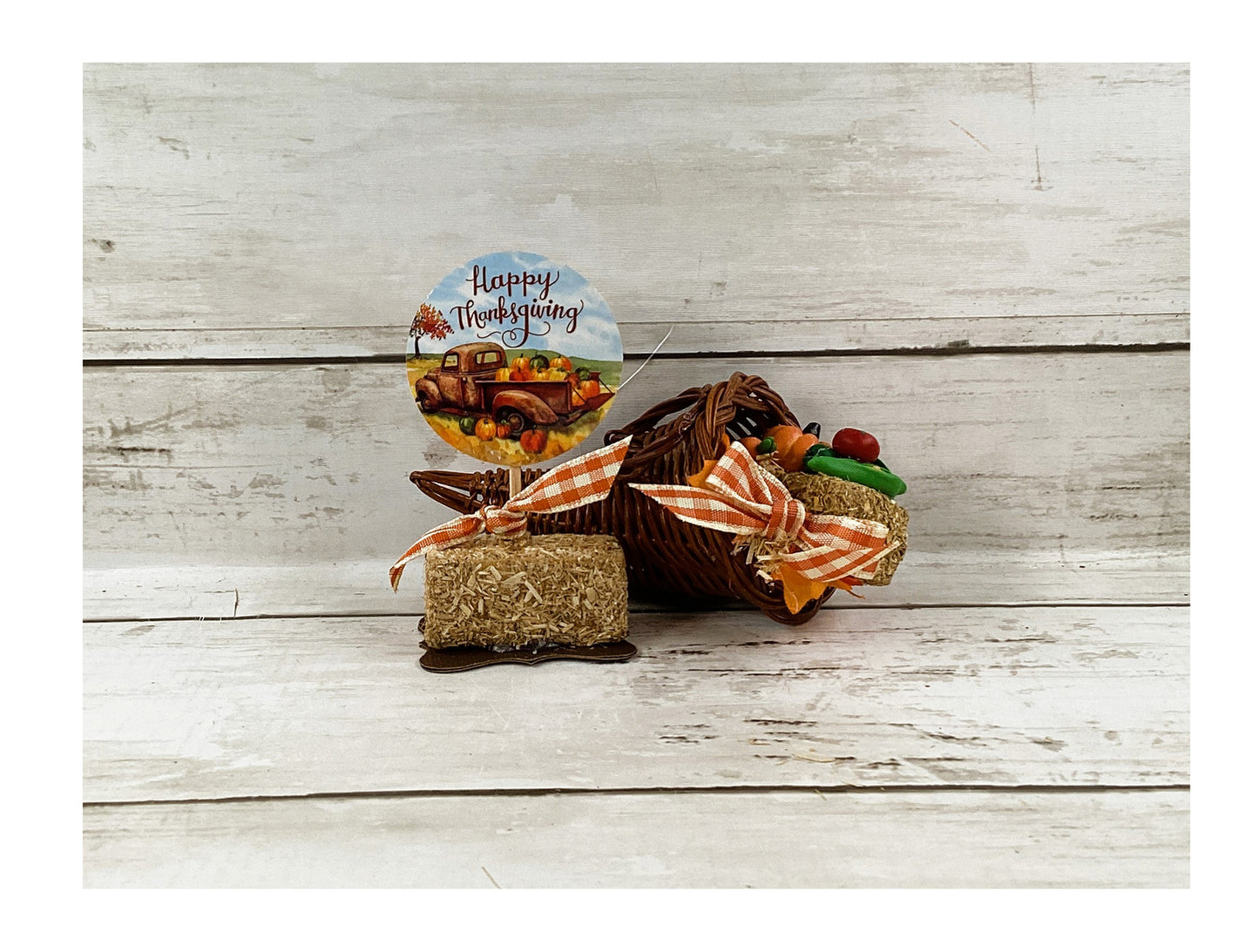 AGD Fall Decor - Small Mini Happy Thanksgiving Cornucopia 2pc